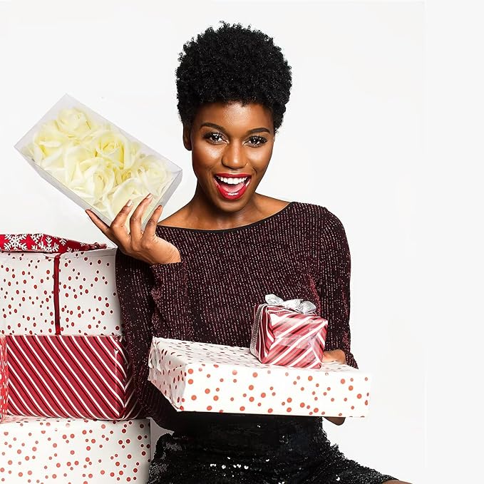 Artificial flower real touch roses feel and look realistic fake roses with short stems, suitable for gift, for wife girlfriend mom friends, Indoor home table,cake, hotel, car decoration (white)