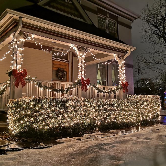 Eueasy LED Net Lights, 270 LED 10x10FT with Timer & 8 Lighting Modes, Outdoor Net Lights for Gazebo, Bush, Wedding, Holiday