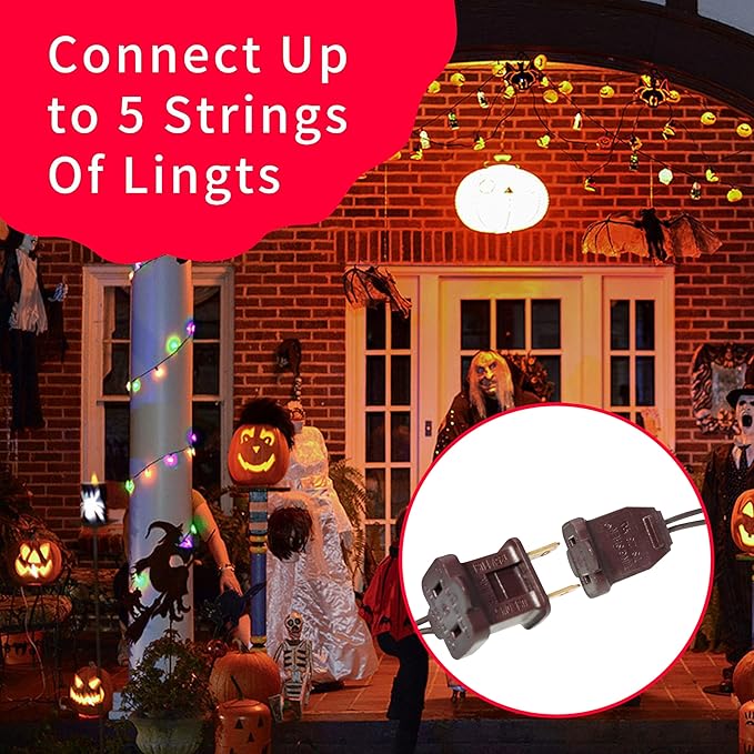 Ultra-Bright Connects End to End Orange Purple and Green Christmas Mini Lights 100L 19.6Ft UL Listed Incandescent Bulb String Light Set for Indoor Outdoor Halloween Home Garden Tree Decor