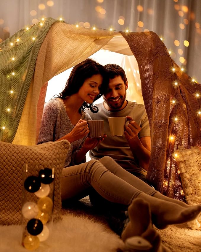 Treela 9 Pack Solar String Lights for Outside, 39 ft 100 LED Outdoor Fairy Lights Waterproof Copper Wire 8 Modes Solar Twinkle Lights for Patio Garden Tree Yard Party Decor(Warm White)