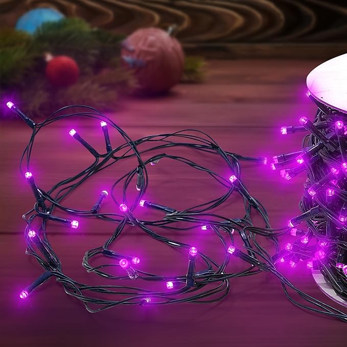 200 LEDs 73ft Green Cable Wire Low Voltage Fairy String Tree Twinkle Lights 12 Modes for Christmas Party, Halloween, Outdoor, Garden, Wedding, Home Decoration (Purple)