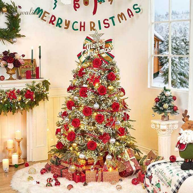 Serwalin 20Pcs Artificial Bright Red Roses, 4''Big Velvet Flower Head Fake Roses, Real Touch Silk Roses, Long Stems Realistic Roses Bouquet for Wedding Table Centerpiece and Home Decor