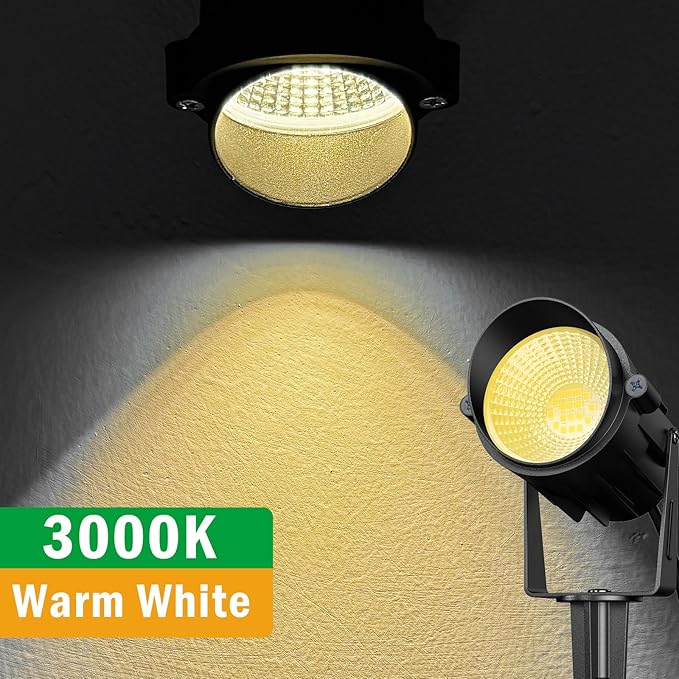Outdoor Landscape Lighting: 18 CoB LEDs IP65 Waterproof Landscape Lights Plug in, 10W 2700K Warm White Outdoor Spot Lights for Yard Garden Pathway House