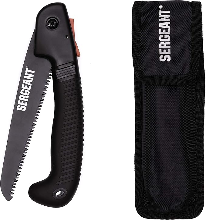 Folding Hand Saw All-Purpose + Carry Case. Best for Wood, Bone, PVC, Tree Pruning, Gardening, Camping, Hunting, Outdoors, Tool Box. Rugged 7" Steel Blade & Slip-Resistant Rubber Grip Handle.