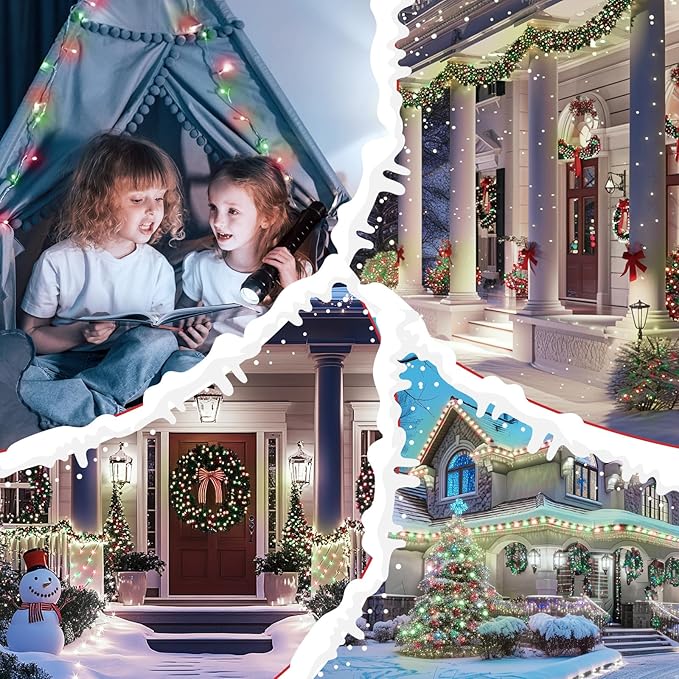 Minetom Red & Green Christmas Lights, 66ft 200 LED Outdoor Christmas Lights Connectable, 8 Modes Mini Christmas String Lights Plug-in Mini Xmas Tree Lights with Timer for Outside Garden Party Decor