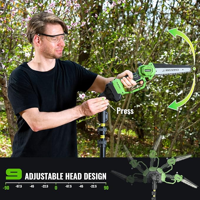 2-in-1 Cordless Pole Saw & Mini Chainsaw 20V 3.0AH 8-Inch 15FT Reach Electric Tree Trimmer Battery Powered Chainsaw with Extension Pole for Tree Trimming Branch Cutting Pruning