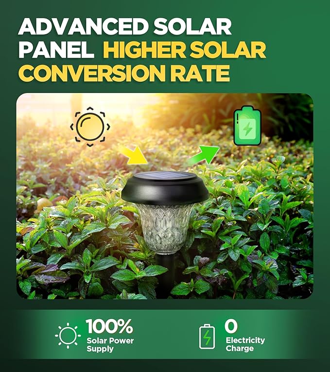 10 Pack Ultra Bright Solar Lights Outdoor Waterproof, from Dusk to Dawn Up to 12H Solar Light for Outside, Auto On/Off Solar Powered Garden Pathway Lights, Landscape Lighting (Warm White)