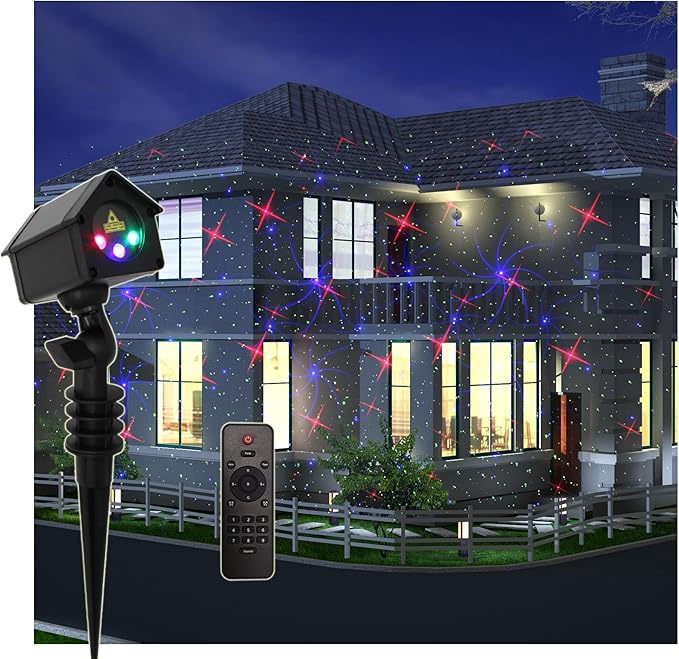 LedMall Mini House RGB Firefly with 32 Patterns Garden Laser Lights Projector