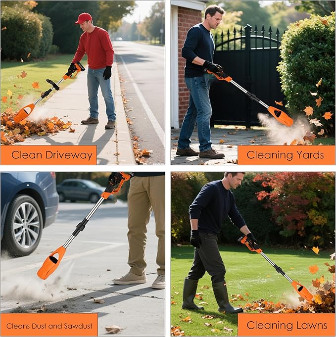 Cordless Leaf Blower 21V Electric - Lightweight Handheld, Speed Control via Pressure Switch, 2 x 2.0Ah Batteries & 1-Hour Fast Charger, for Lawn Care, Leaf Blowing, Small Gravel - Garden Cleaning