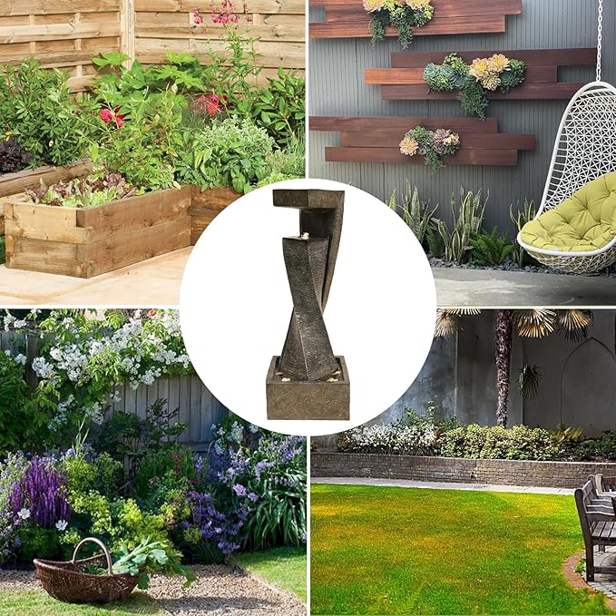 Garden Modern Outdoor Fountain, 47.2" Floor Standing Outdoor Water Fountains with Lights for Garden, Backyard, Patio, Porch, Deck and Home Art Decor