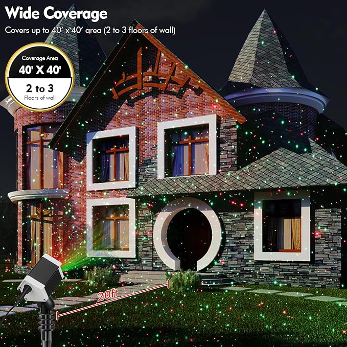 Outdoor Christmas Laser Lights Star Projector, Garden Laser Light with Moving Firefly for Outdoor, Indoor, Christmas, Holiday