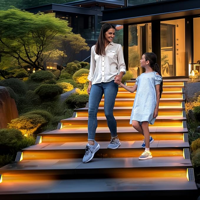 Solar Step Lights for Outside, Waterproof IP67, 12 Pack, Outdoor LED Step Lights, Decor for Stair, Deck, Front Step, Patio, Garden