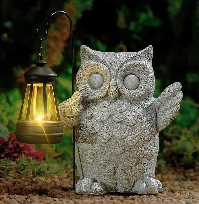 Solar Garden Statue Owl Figurine,Outdoor Garden Decor with Solar LED Lights for Patio,Balcony,Yard, Lawn-Unique Holiday Gifts for Women, Mom