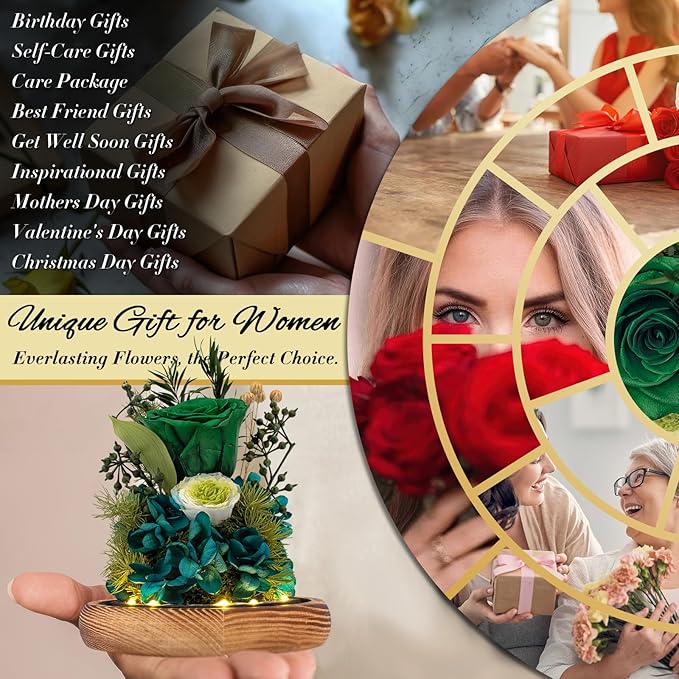 Flowers Gift โ Preserved Roses Fresh Bouquet, Forever-Lasting Flowers for Delivery โ Ideal Birthday Gift for Women, Valentineโs Day, Motherโs Day & Christmas