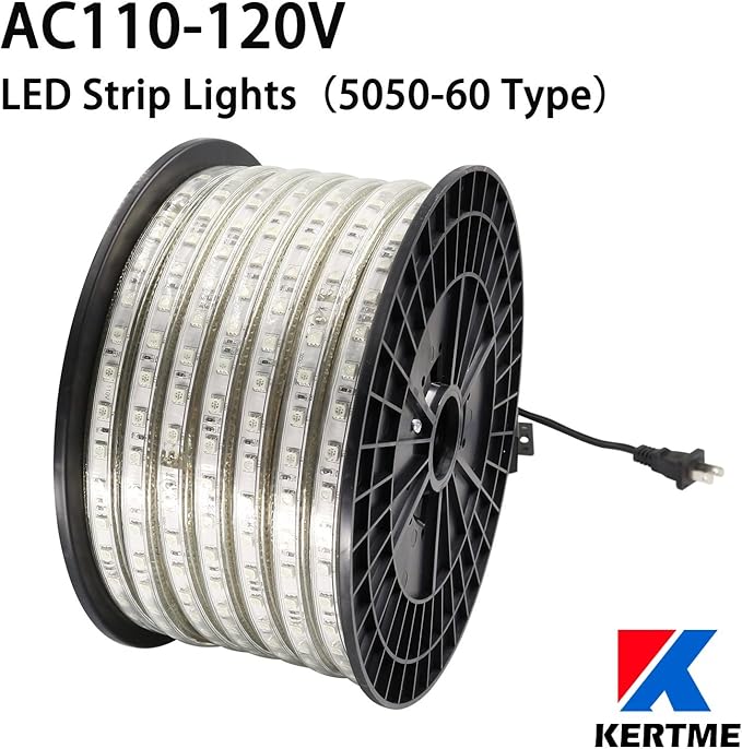 5050-60 Type AC 110-120V LED Strip Lights, Flexible/Waterproof/Dimmable/Multi-Modes LED Rope Light + 23 Keys Remote for Home/Garden/Building Decoration (164ft/50m, Warm White 3500K)