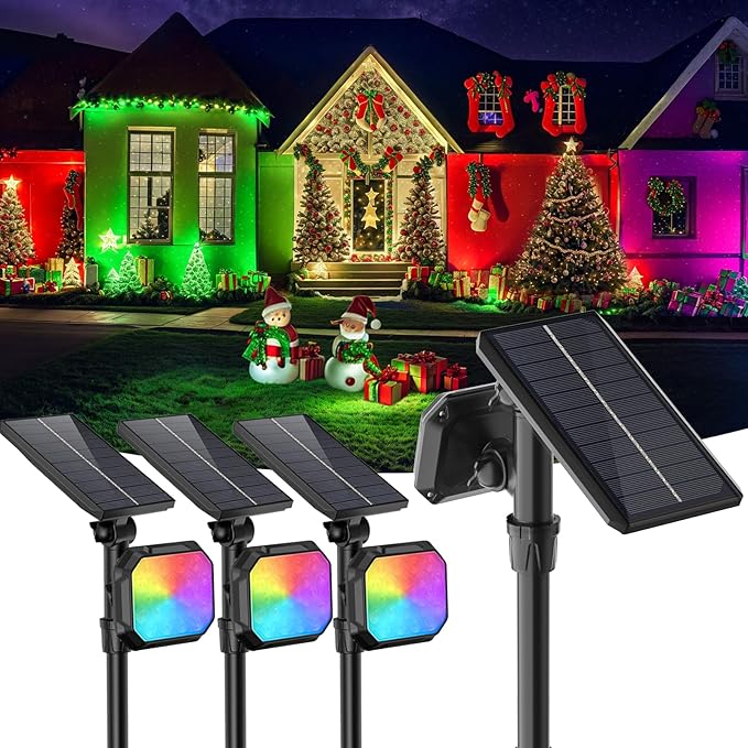 JSOT Spot Lights - Solar Lights Outdoor Solar Powered Spotlight Waterproof Green Light Landscape Lighting for Garden Yard Pathway