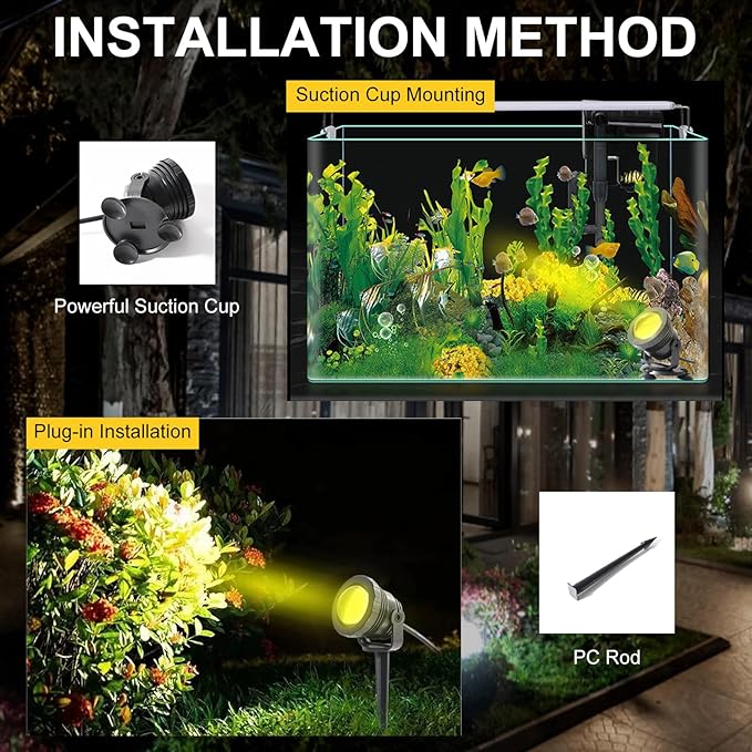 Smart APP Outdoor Landscape Spotlights IP68 Waterproof, RGB Color Changing Music Sync LED Landscaping Lights, Suction/Insertion Type Low Voltage Landscape Lighting for Christmas Halloween Decorations