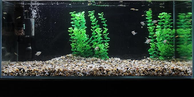 AQUANEAT Fish Tank Artificial Plants, Aquarium Plants Plastic, 12Inch Tall Green Decorations,10packs