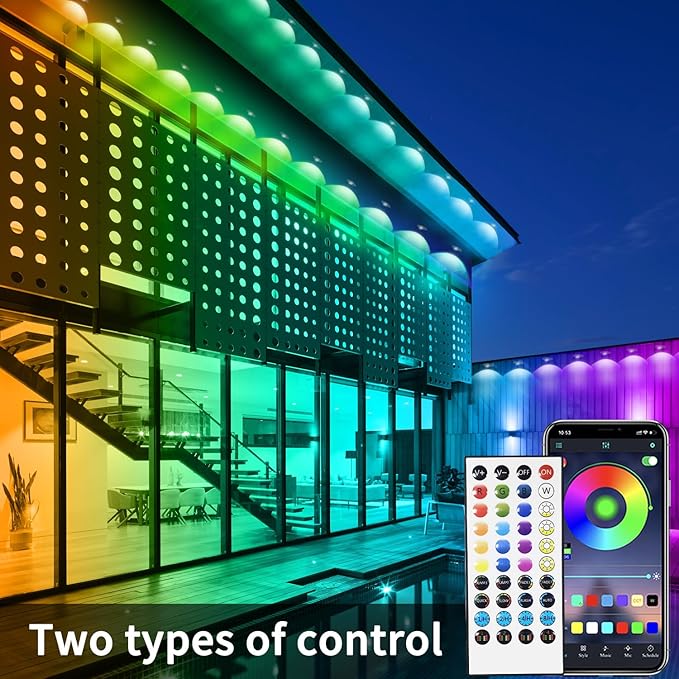 300ft Permanent Outdoor Lights, RGB LED Eaves Lights,IP67 Waterproof LED Eaves Light for Christmas,Halloween Decor,Outdoor Decor,Garden Décor(2 Rolls of 150ft)