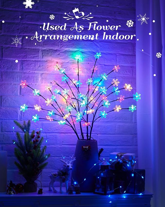 Outdoor Snowflake Lights, 4 Packs Driveway Christmas Lights, Outdoor Tree Christmas Decorations, Christmas Outdoor Decorations Yard, Multicolor