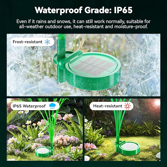 Solar Garden Lights 2 Pack, 16LED Swaying Solar Lights for Mother's Day, 30 Inches Waterproof Garden Solar Lights for Pathway Yard Outdoor Garden Decor, Gardening Gifts, Warm White