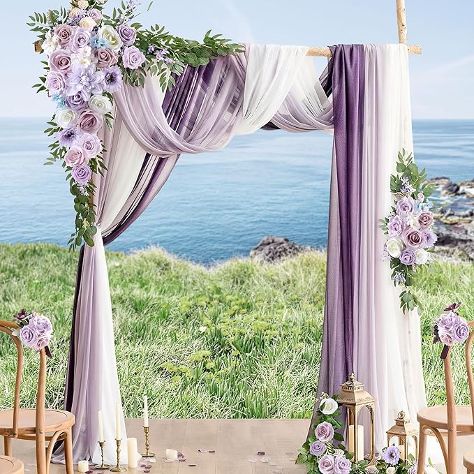 AGIRL Rose Artificial Flowers Combo Fake Flowers Purple White Silk Flowers Fake Floral Arrangements Cake Flowers for DIY Wedding Bouquets Centerpieces Table Decor Baby Shower Home Decor