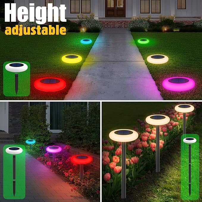 intelamp Colorful Solar Lights for Outside Solar Garden Lights Backyard Decor Outside Lights for Yard Color Changing Solar Pathway for Yard Garden Pathway,6 Pack