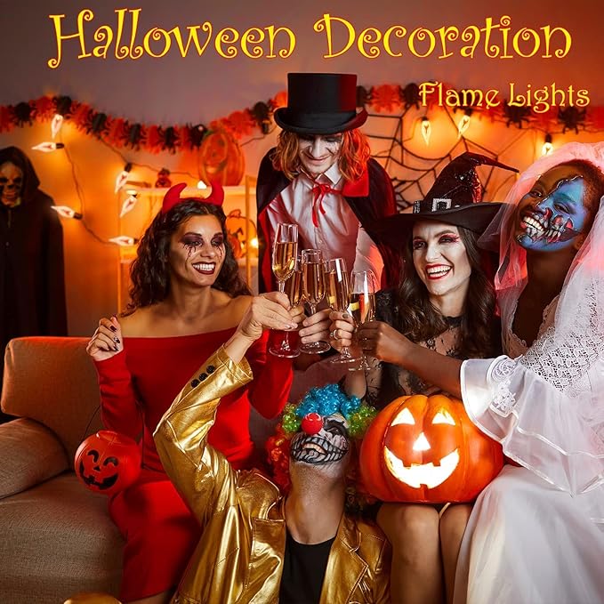 12.8Ft Christmas Lights Flickering Flame String Lights with 12 Pack Clear C7 Flame Light Bulbs(2 Spare), Great for Indoor Outdoor Home Patio Party Christmas Decorations Lights, 1W, E12 Base