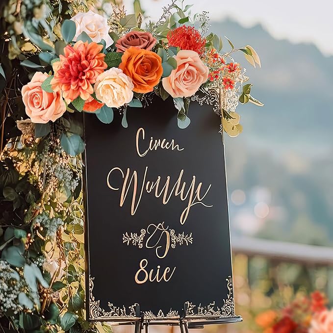 AGIRL Artificial Flowers Combo Silk Mix Purple Fake Flower with Stems for DIY Wedding Bouquets Centerpieces Arrangements Table Chair Decor Baby Shower Home Decor (Terracotta)