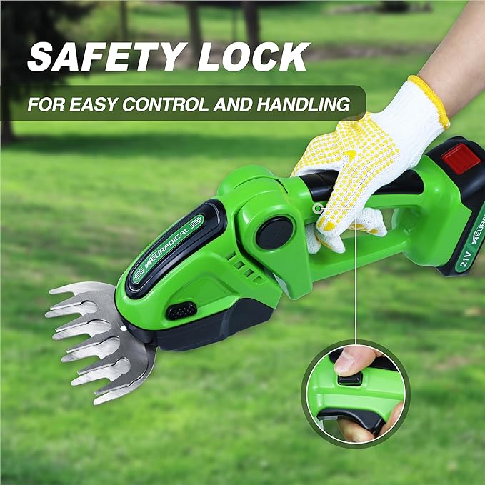 21V Electric Cordless Hedge Trimmers with 2 Rechargeable Battery - Electric Bush Trimmer Cordless Grass Shears Handheld Grass Cutter, Shrubbery Trimmer Hedge Shear for Garden and Lawn