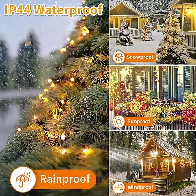 Christmas Light 1000 LEDs 336ft Green Cable Wire Fairy String Tree Twinkle Lights Plug in 12 Modes for, Outdoor, Garden, Wedding, Christmas Party, Home Decoration (Warm White)