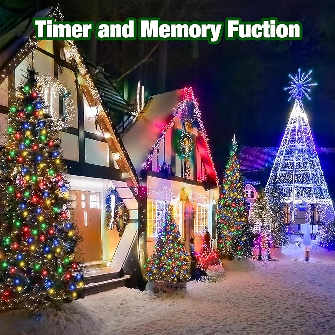 Christmas Light 1000 LEDs 336ft Green Cable Wire Fairy String Tree Twinkle Lights IP44 Waterproof 12 Modes for Christmas Party, Halloween, Outdoor, Garden, Wedding, Home Decoration (Purple)