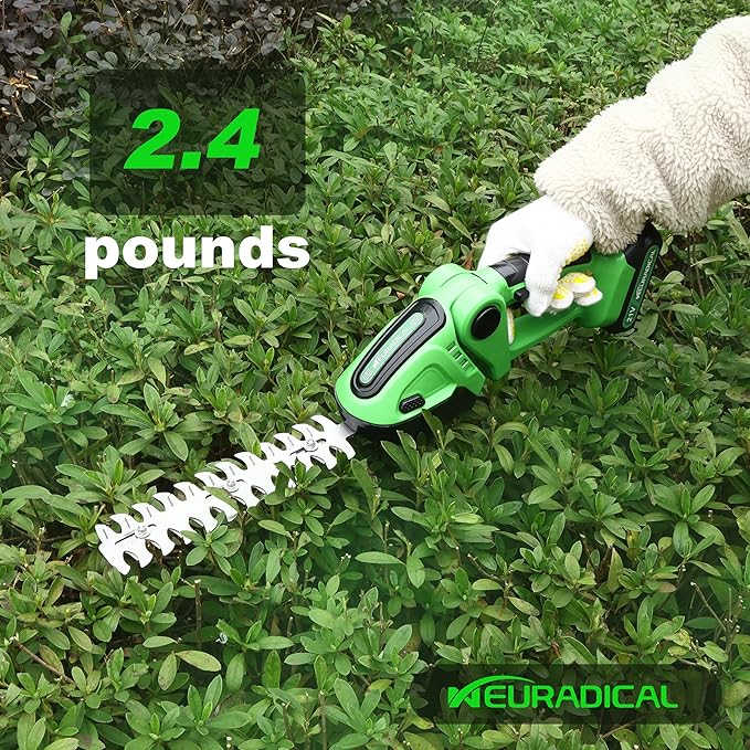 21V Electric Cordless Hedge Trimmers with 2 Rechargeable Battery - Electric Bush Trimmer Cordless Grass Shears Handheld Grass Cutter, Shrubbery Trimmer Hedge Shear for Garden and Lawn