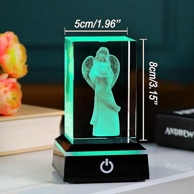 Qianwei 3D Crystal Guardian Angel Figurines Gifts for Women - Angel Red Cardinal Gifts Statue Stuff Paperweight Sympathy Christian Gifts for Best Friend Keepsake Paperweight