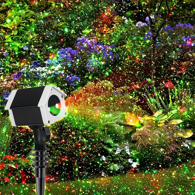 Outdoor Christmas Laser Lights Star Projector, Garden Laser Light with Moving Firefly for Outdoor, Indoor, Christmas, Holiday