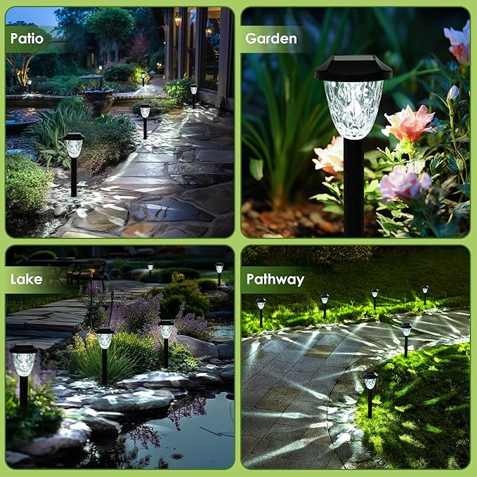 Solar Outdoor Lights Waterproof,Solar Pathway Lights Outdoor with Great Pattern, Auto On/Off Garden Decor for Outside Garden Walkway Driveway Pathway(12 Pack)