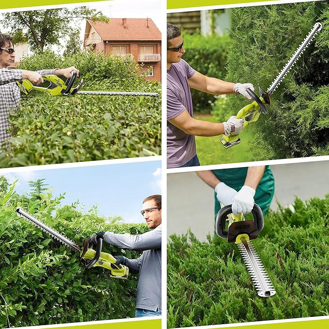 EWORK Hedge Trimmer Cordless 22-Inch Electric Bush Trimmer, 5/8" Cutting Capacity, 20V Battery Powered Lightweight Handheld Shrub Trimmers with Battery and Charger for Garden, Yard