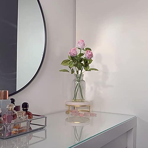 Artificial Realistic Roses Pink Flowers 24" Real Touch Silk Roses Bouquet Long Stems Rose Fake Roses Decor for Home Party Wedding Table Centerpieces Roses Realistic - 5 Pcs