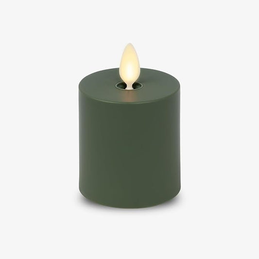 Luminara Outdoor Votive Flameless LED Candle, Baked Clay 2" x 3.2", Moving Flame Battery Operated Timer Remote Ready IPX4 Matte Plastic Finish
