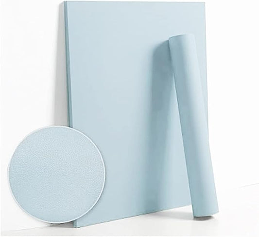 Dimoon 236''x17.7'' Blue Peel and Stick Wallpaper Contact Paper Modern Self Adhesive Wall Paper Removable Renter Friendly Textured Solid Color Shelf Cabinet Vinyl Roll (236''x17.7'',Light Blue)