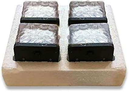 Solar Glass Brick Light - Solar Ice Cube LED Light - Crystal Brick Stone Lamp Garden Courtyard Pathway Patio Pool, Decorative Christmas Festives Ice Rock Cube Lights (4PCS White)