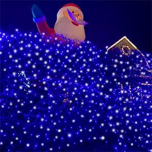 QITONG 4 Pack Blue and White Solar Fairy Lights, Each 33ft 100 LED String Light, 8 Modes Silver Wire Solar Twinkle Lighting for Tree Garden Yard Christmas