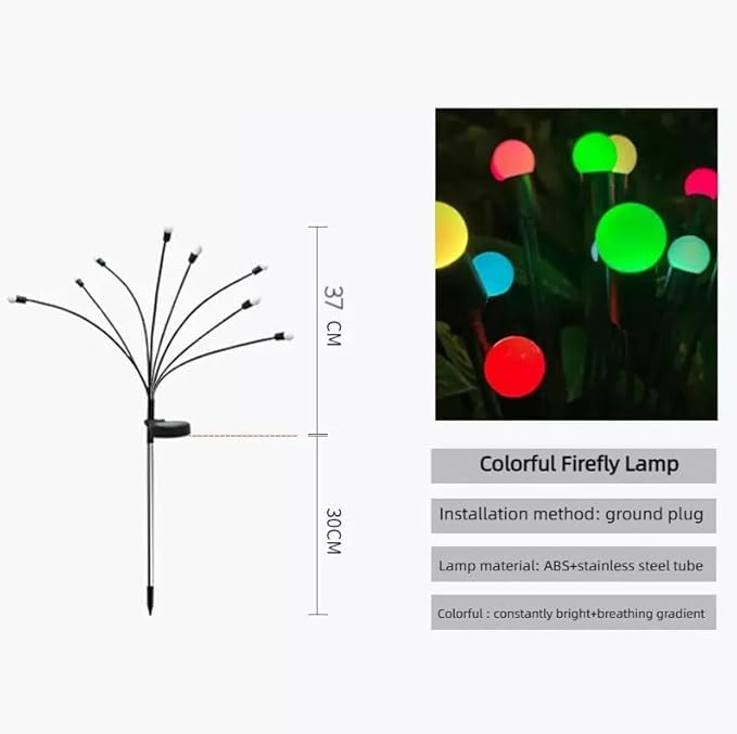 COVS Solar Garden Lights 8 LED Vibrant Firefly Starburst Swaying Lights by Wind Solar Lights for Outside Garden Decoration Firefly Lamp Outdoor Waterproof Multi Color (4 Pack, Multi-Colored)