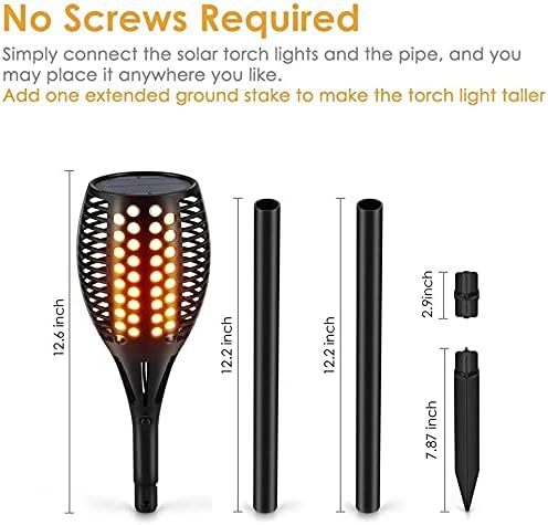 Aityvert Upgraded Larger Solar Torch Lights, Waterproof Outdoor Dancing Flames Light, Flickering Flames Garden Light, Landscape Decoration Pathway Patio Lights 43" 96 LED (6 Pack)