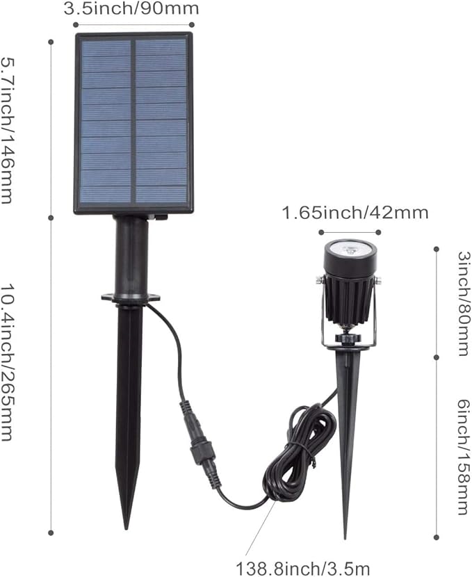 T-SUNUS 4 Pack Solar Landscape Spotlights - Blue, Waterproof IP65, 9.8ft Cable, 2000mAh Solar Panel, Auto On/Off for Garden, Driveway, Pathway, Pool Area