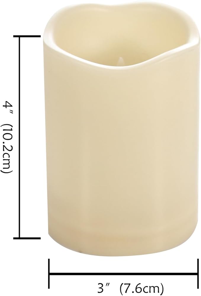 CANDLE CHOICE Waterproof Outdoor Battery Operated Flameless Candles with Timer Flickering Plastic Resin Electric LED Pillar Lights for Lantern Patio Garden Wedding Party Decorations 3x4 Inches 2 Pack
