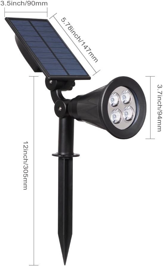 T-SUN Blue Solar Spotlights, Outdoor Waterproof Auto ON/Off Adjustable Garden Pond Lights for Tree, Patio, Yard, Driveway, Stairs, Pool Area