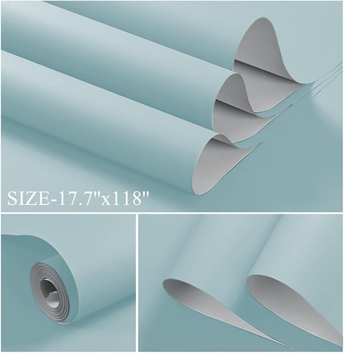 Dimoon 118''x17.7'' Blue Peel and Stick Wallpaper Contact Paper Modern Self Adhesive Wall Paper Removable Renter Friendly Textured Solid Color Shelf Cabinet Vinyl Roll (118''x17.7'',Nile Blue)