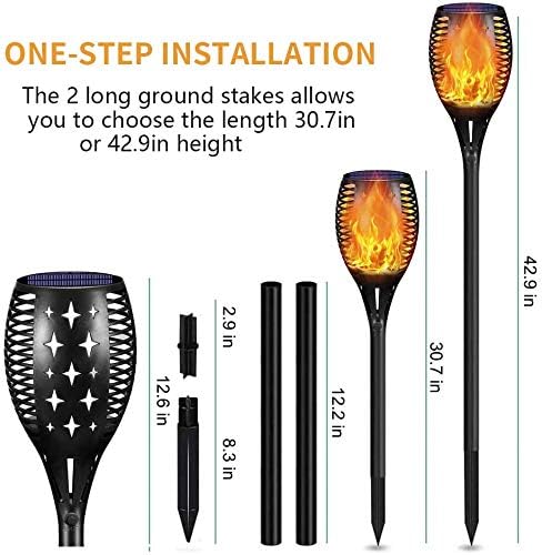 YoungPower Solar Outdoor Torch Lights Flicking Flame,Outdoor 43" Large Landscape Lighting Outdoor Path Lights Waterproof Flame for Garden Yard Patio, 4 Pack