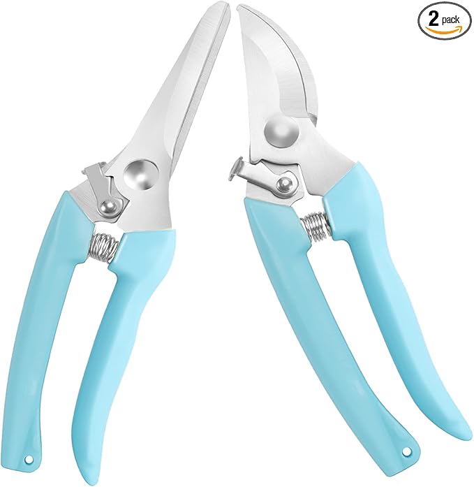 Premium Garden Shears, Pruning Scissors Gardening Tools, Pruners For Flower, Bushes, Rose And Fruit Tree, Use For Florist, Yard And Orchard the Plant Clippers, Sharp White Steel Anvil Snips